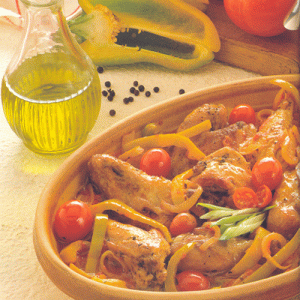 Pollo alla Tony con olive e peperoni