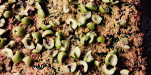 Cecìna alle olive alla Mirtillo Viola con farina di ceci